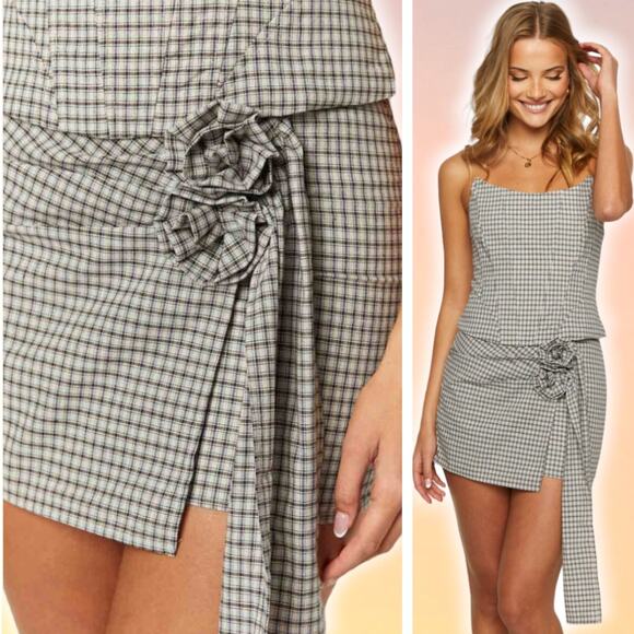 NWT LIONESS Hills Vintage Blue Linen Blend Mini Skirt Sz XL Vintage Blue - Picture 1 of 11